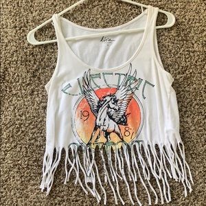 Rock fringed crop top tank!